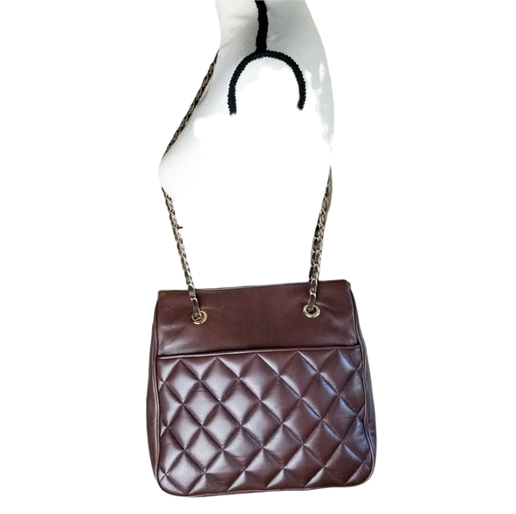 Vintage Harrods Knightsbridge Leather Quilted Front Shoulder Bag - Picture 4 of 15